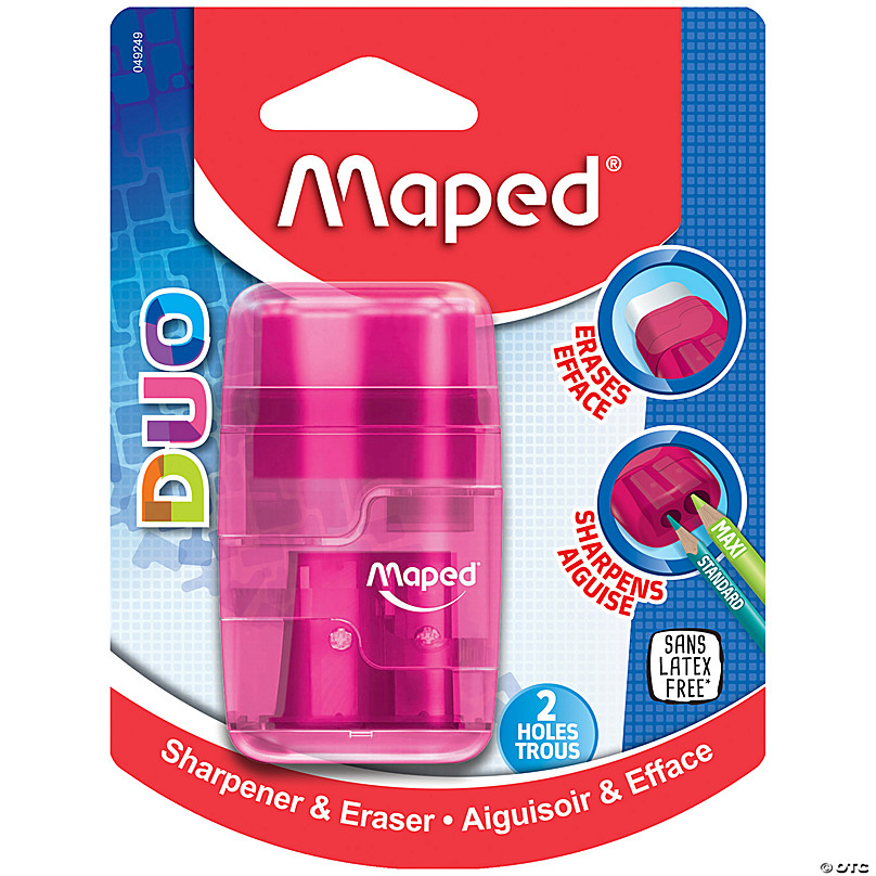 Maped Connect DUO 2 Hole Sharpener / Eraser Combo, Assorted Colors