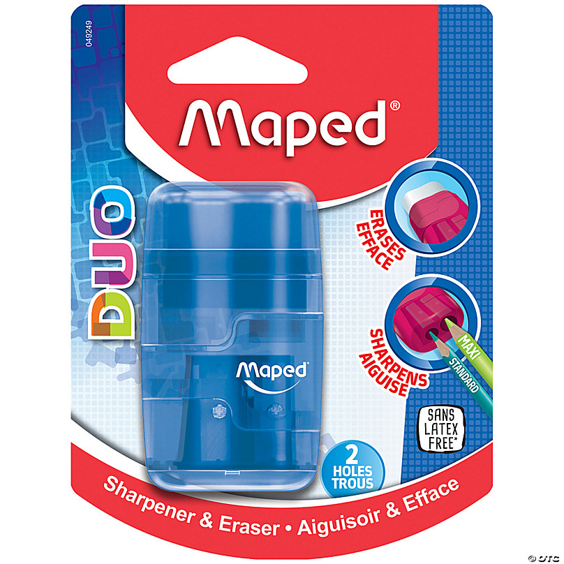 Maped Connect DUO 2 Hole Sharpener / Eraser Combo, Assorted Colors, Pack of  12