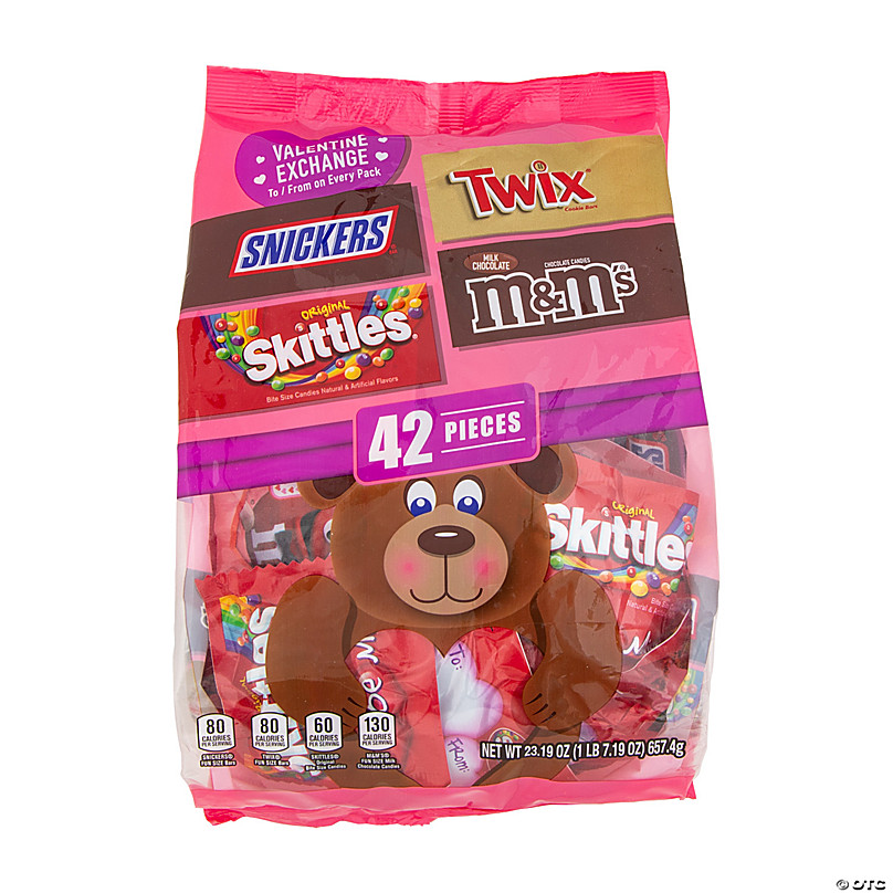 M&M's Milk Chocolate Fun Size Candies Valentine Exchange Bag, 27