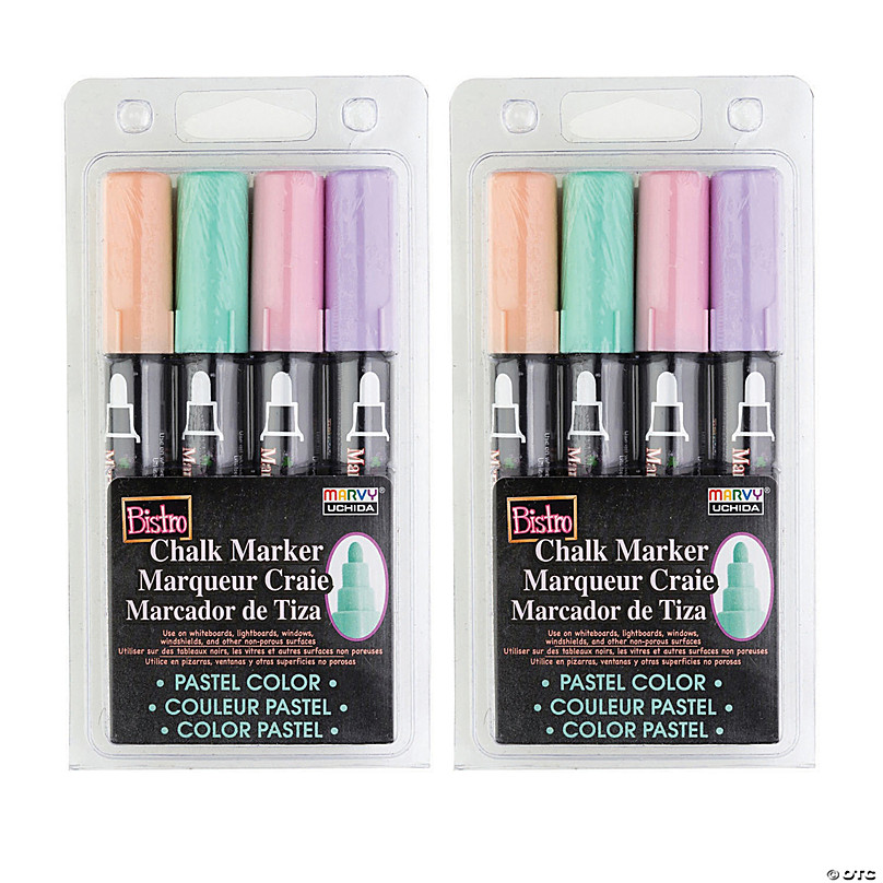 Marvy Uchida® Bistro Chalk Markers, Broad Tip, Blush Pink, Peppermint,  Pastel Peach, Pale Violet, 4 Per Pack, 2 Packs