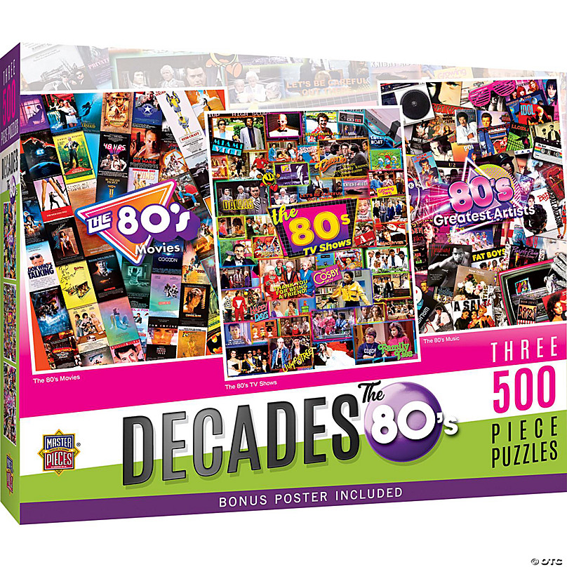 MasterPieces 500 Piece Jigsaw Puzzles for Adults, Family, Or Kids - The  80's 3-Pack