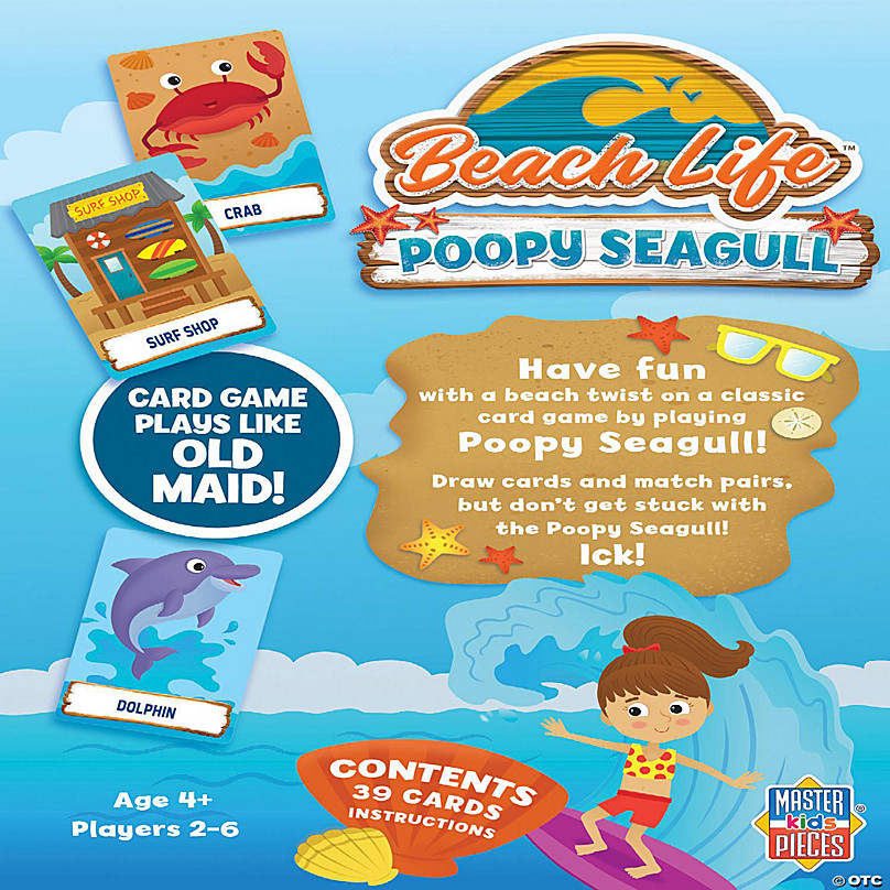 MasterPieces Licensed Kids Games - Beach Life - Seagull Poop Card Game for  Kids & Family