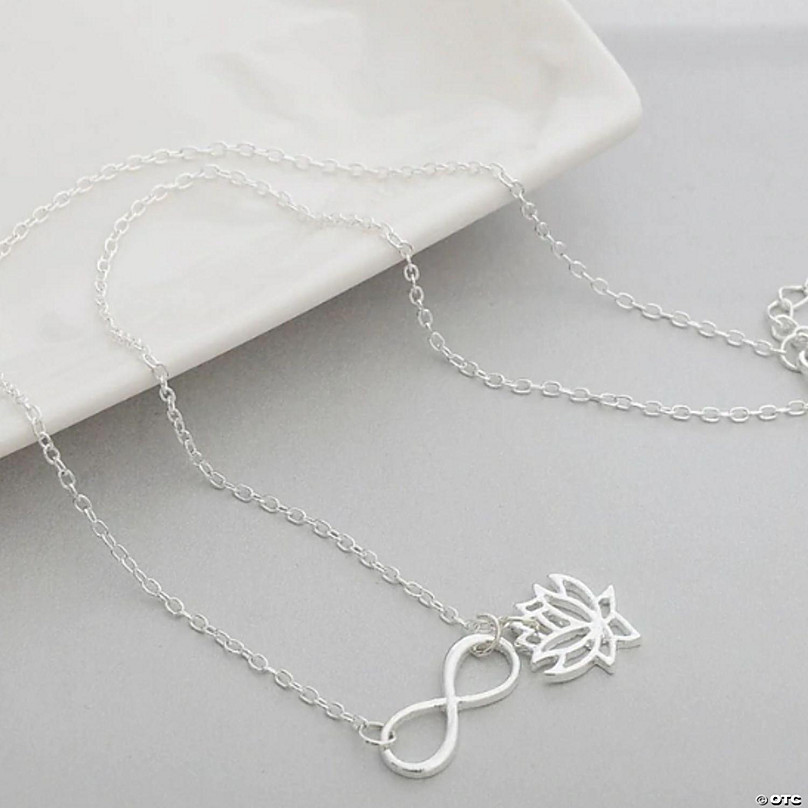 Mayas Grace Stainless Steel Infinity Lotus Lariat Y Necklace Silver