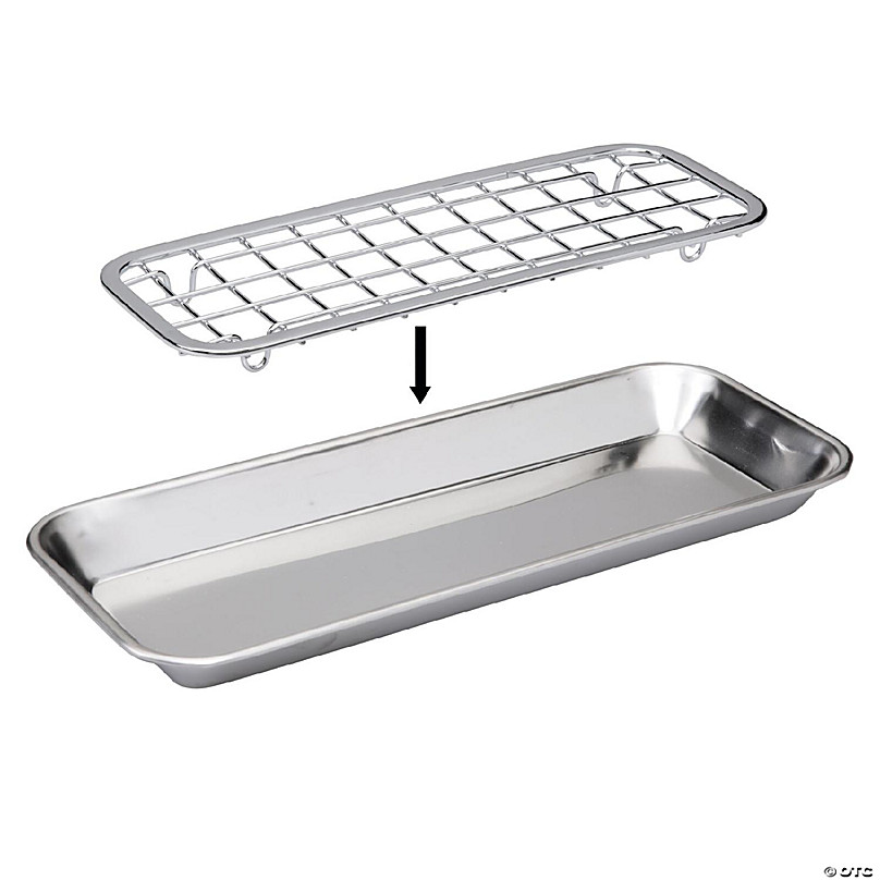 mDesign 2-Piece Dish Sponge Tray for Kitchen Sink - Polished Stainless Steel