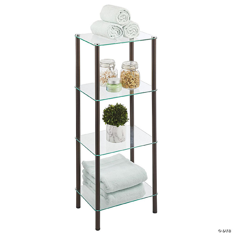 mDesign Metal 3-Tier Vertical Corner Shelf Unit for Bathroom Storage