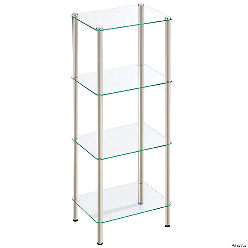 mDesign 4-Tier Glass/Metal Standing Shelf Organizer Display Unit