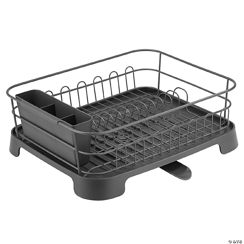 mDesign Alloy Steel Sink Dish Drying Rack Holder - Graphite Gray/Slate