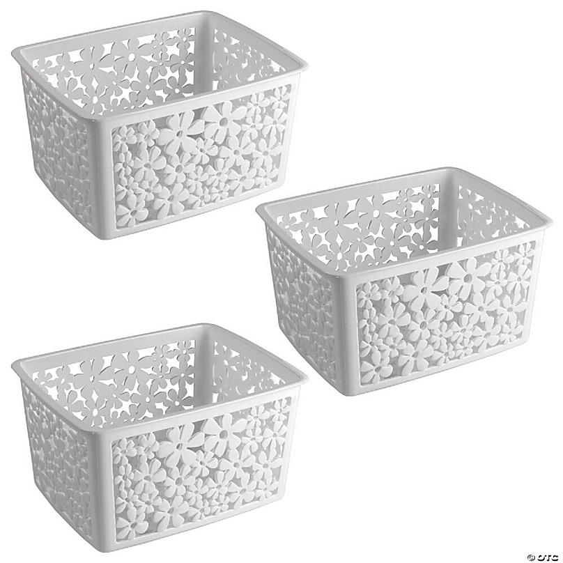 mDesign Bathroom Storage Organizer Bin, Large, Floral, 6 Pack