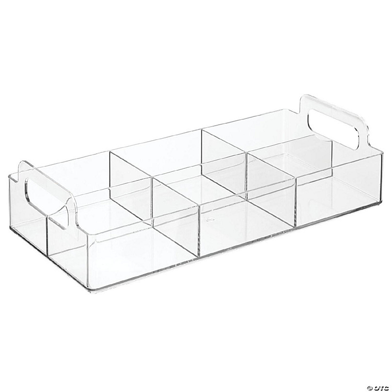 MDesign Plastic Tea Bag Divided Storage Organizer Box with Hinge