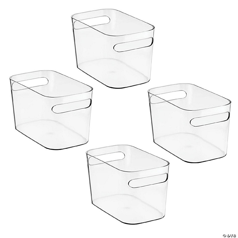 mDesign Tall Plastic Bathroom Organizer Bin with Built-In Handles, 4 Pack,  Clear