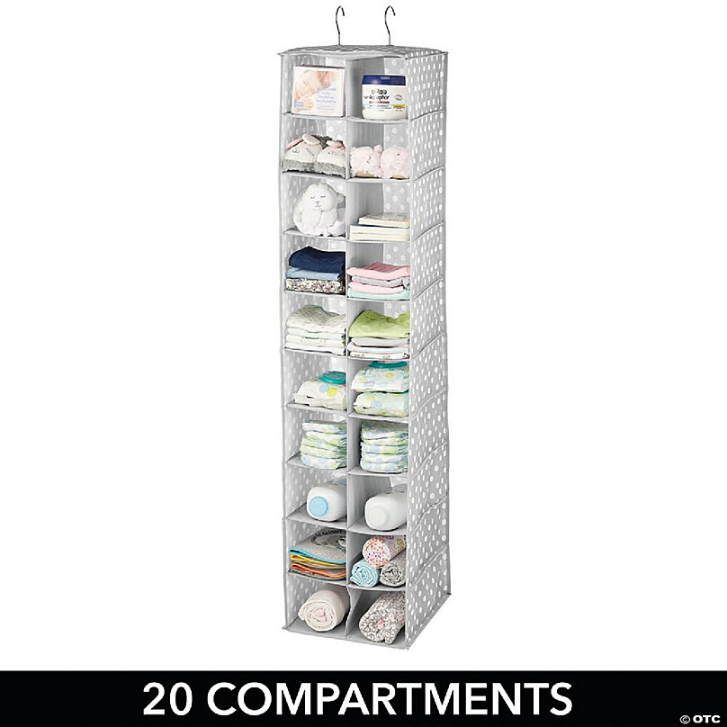 mDesign Kid Fabric Over Closet Rod Hanging Storage, 20 Shelf - Gray/White