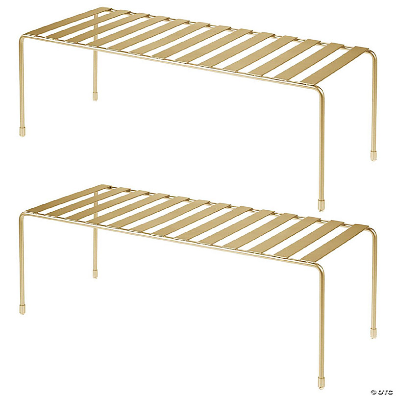 mDesign Metal Kitchen Under Shelf Storage Baskets - 2 Pack - Soft Brass/Natural