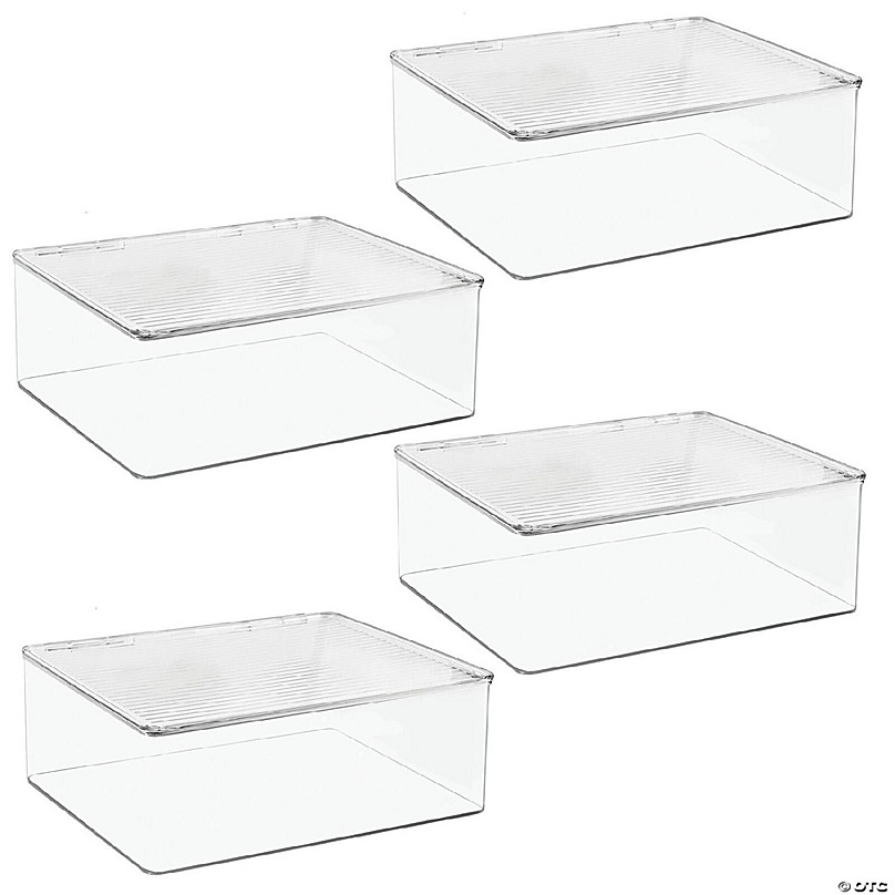 mDesign Stackable Divided Battery Storage Organizer Box - Clear