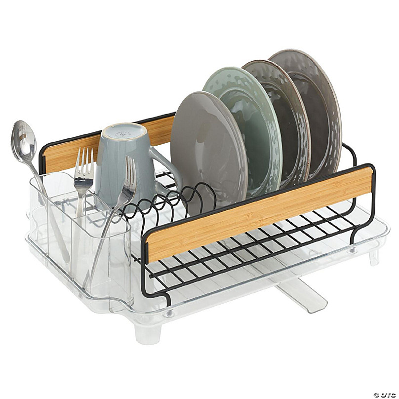 mDesign Large Kitchen Dish Drying Rack / Drainboard, Swivel Spout