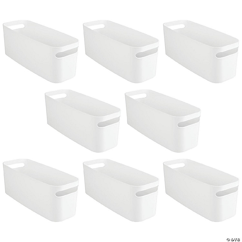 mDesign Large Plastic Bathroom Storage Bins, Handles, 16 Long, 4 Pack, Black