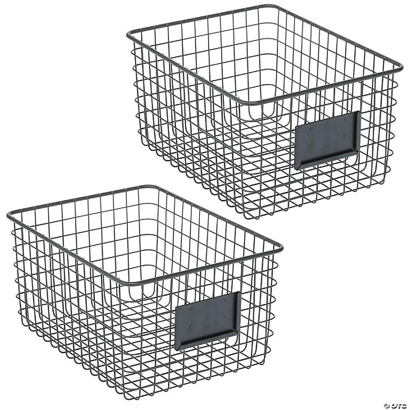 Mdesign Small Steel Kitchen Organizer Basket - Label Slot, 4 Pack