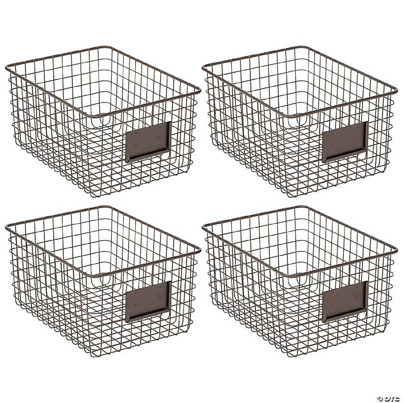 mDesign Metal Wire Food Organizer Storage Bin - 4 Pack - Black