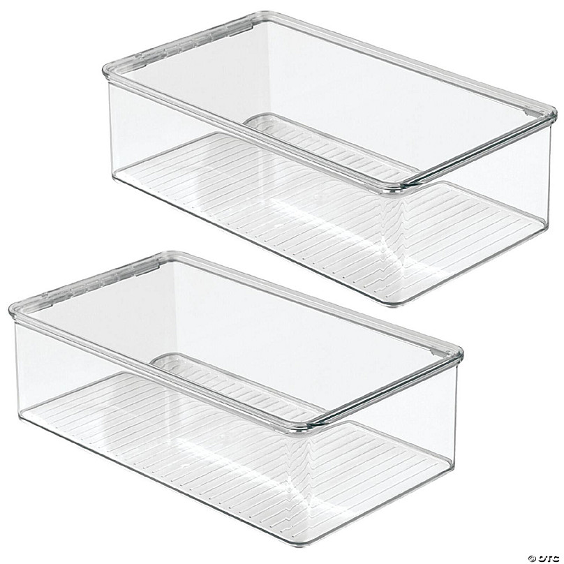 mDesign Plastic Bathroom Vanity Organizer Bin Box with Hinged Lid