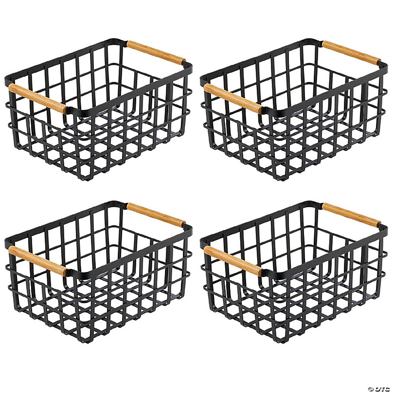 mDesign Metal Wire Food Organizer Storage Bin - 4 Pack - Black