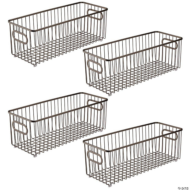 mDesign Metal Kitchen Pantry Food Storage Basket Bin, 16
