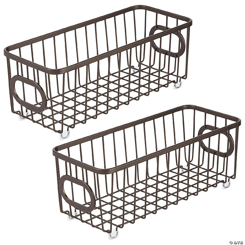 mDesign Metal Wire Kitchen Pantry Food-Storage Organizer Basket