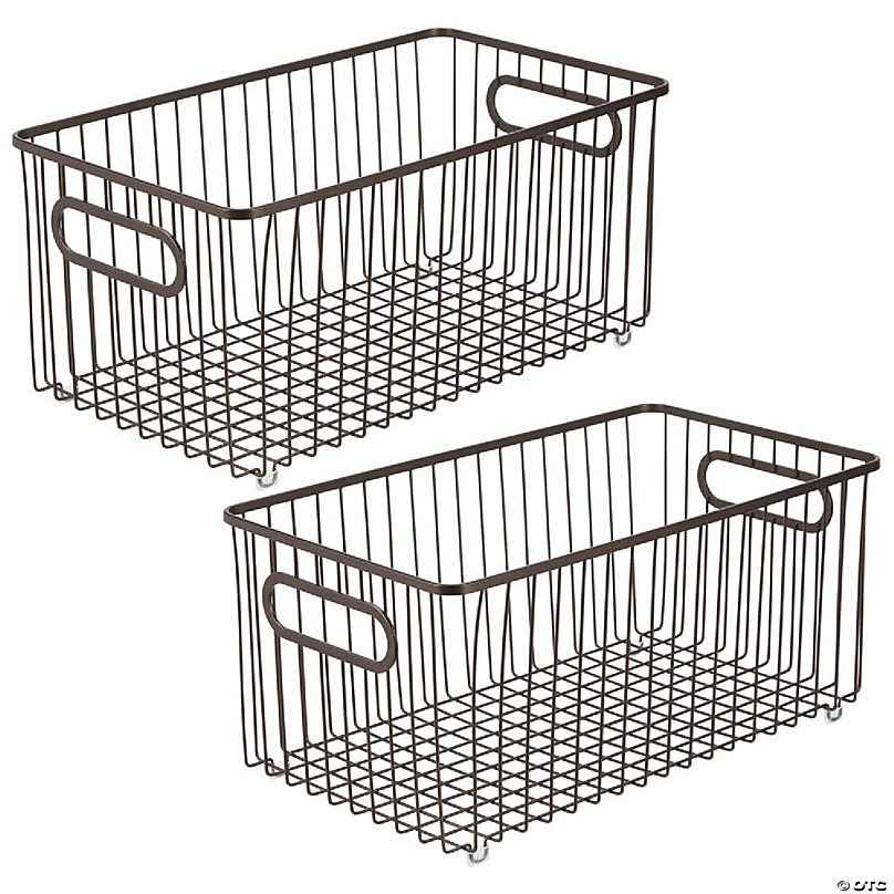 2PK-Wire Storage Basket for Kitchen Pantry Bathroom Large Metal