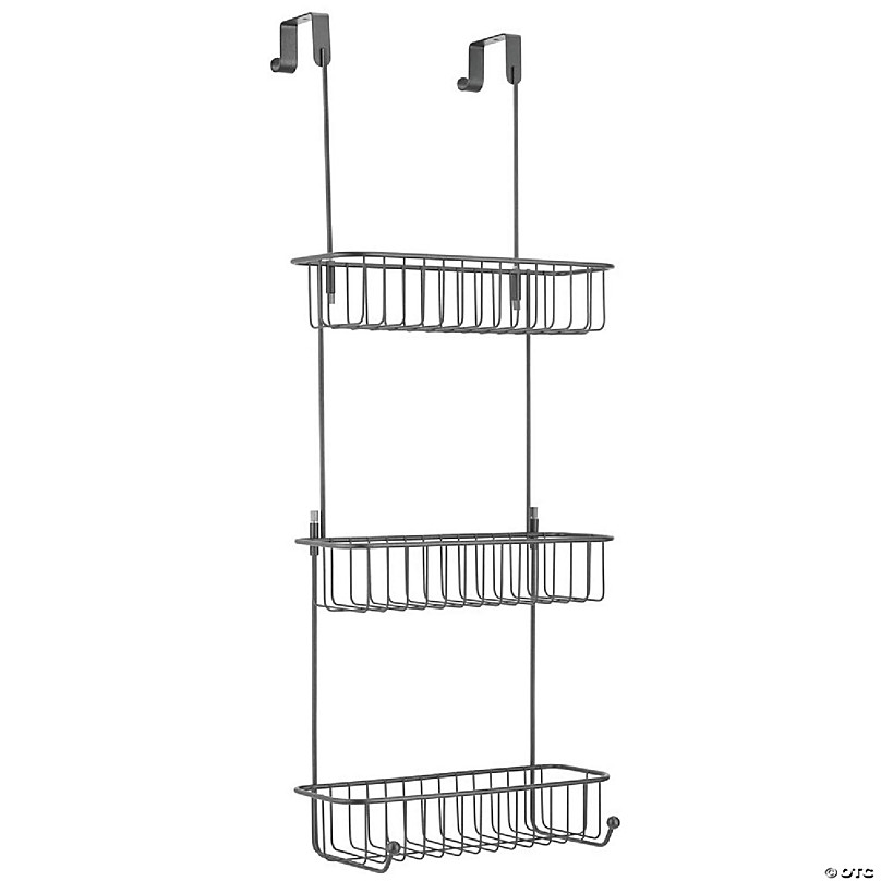 mDesign Metal Bathroom Over Door Hanging Shower Caddy, X-Wide