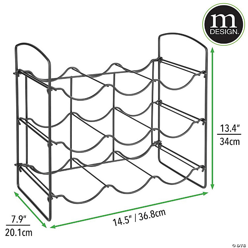 mDesign Metal Water Bottle Storage Organizer Rack, Holds 9 Bottles