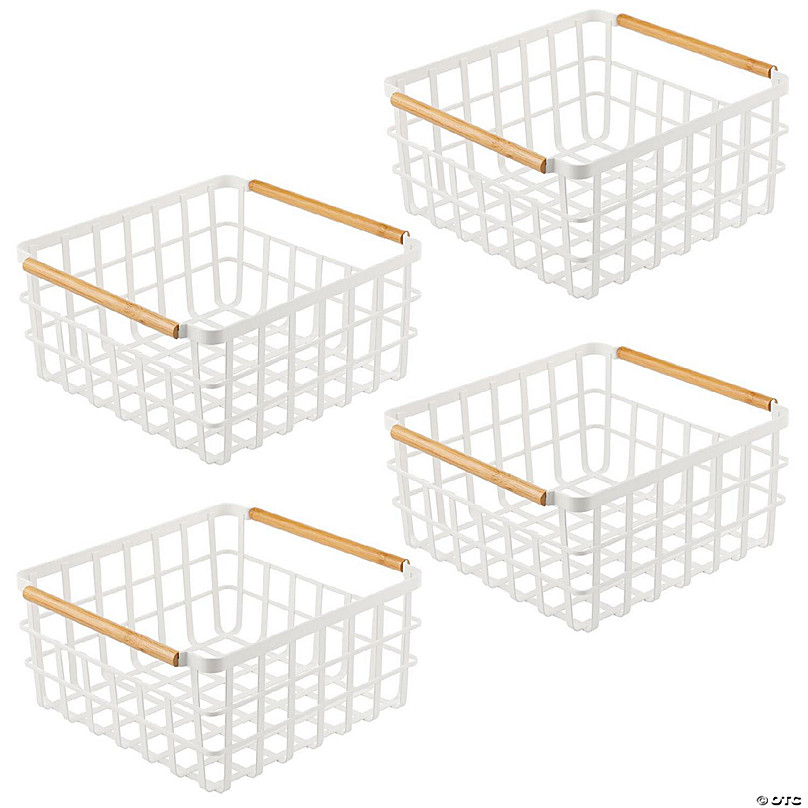 Mdesign Metal Kitchen Wide Under Shelf Basket, 2 Pack, Matte White