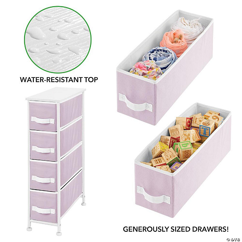 https://s7.orientaltrading.com/is/image/OrientalTrading/FXBanner_808/mdesign-narrow-dresser-storage-tower-stand-4-fabric-drawers-light-purple-white~14313405-a03.jpg