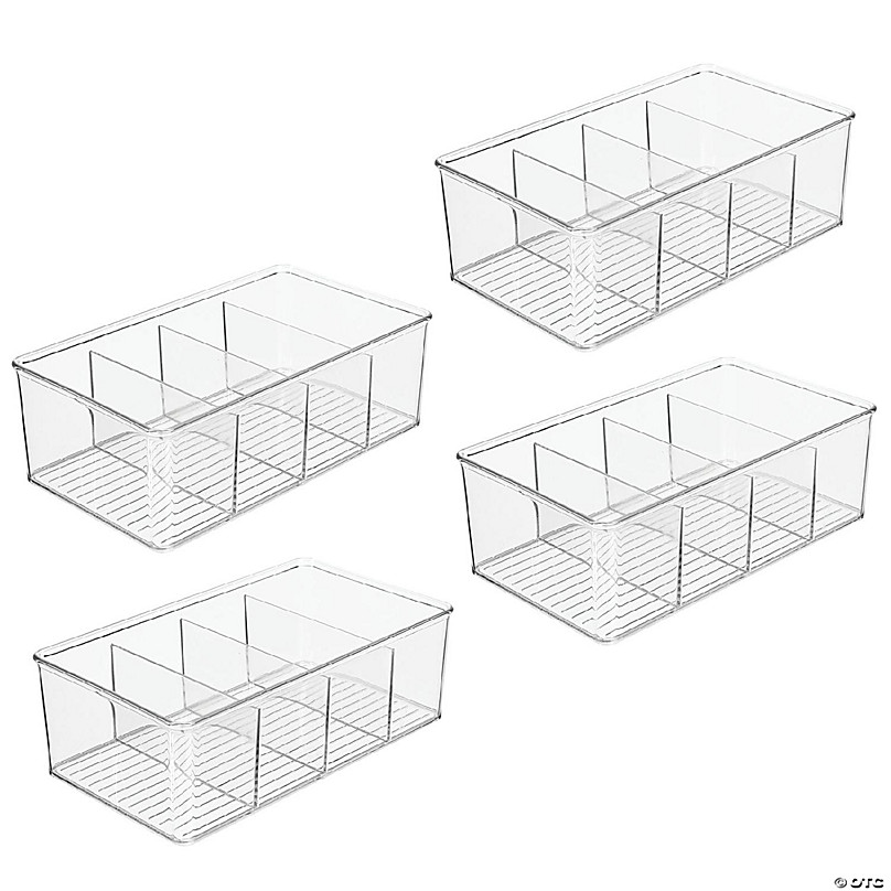 MDesign Plastic 4-Section Divided Kitchen or Pantry Organizer Bin, Pack