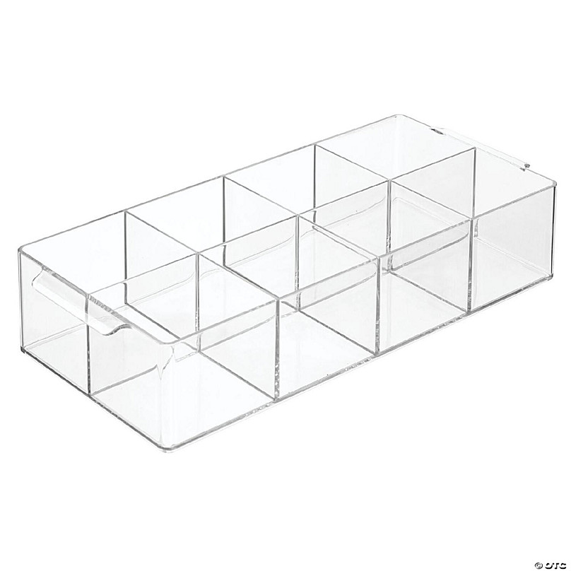 mDesign Plastic Divided First Aid Storage Box Kit, Hinge Lid for Bathroom, Clear