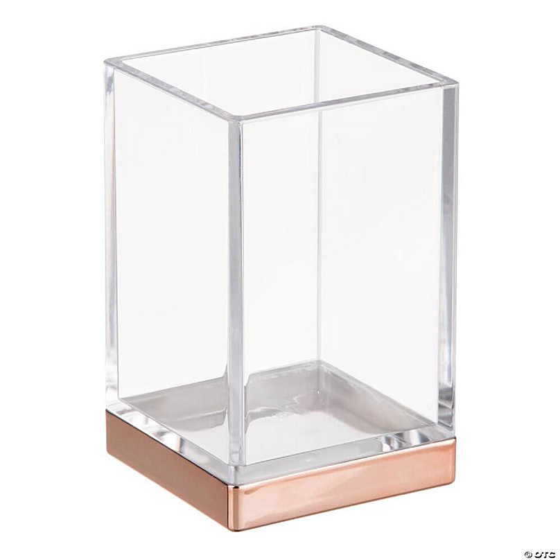 mDesign Plastic Bathroom Vanity Countertop Organizers, Set of 4, Clear/Rose  Gold