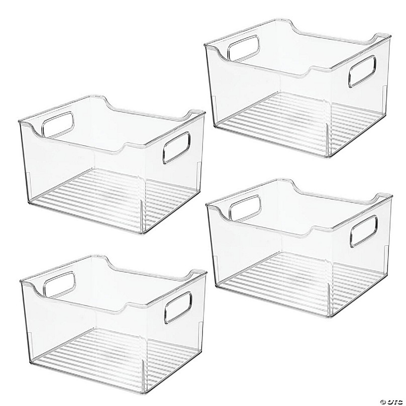 mDesign Plastic Bath Vanity Storage Organizer Bin with Handles, 4 Pack,  Clear