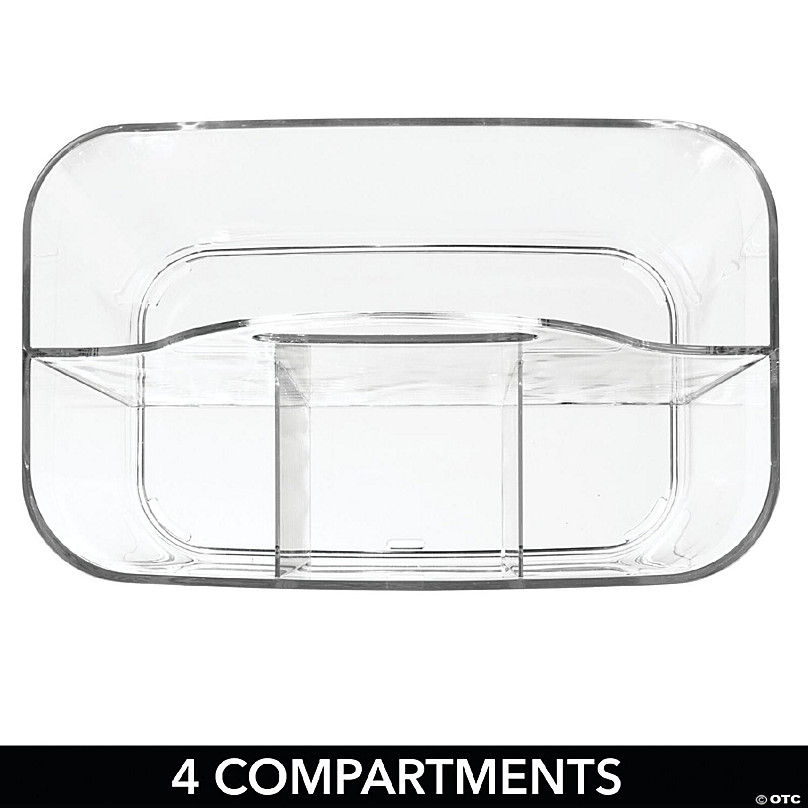 mDesign Plastic Cutlery Storage Organizer Caddy Bin Tote with Handle - Clear