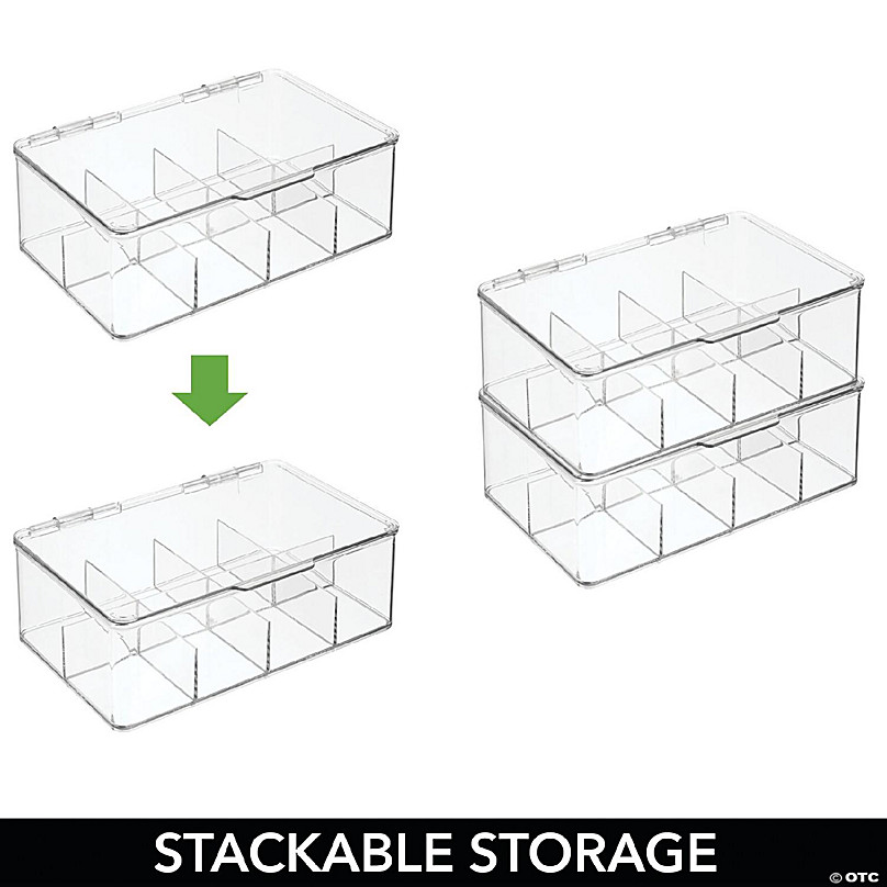 mDesign Plastic Divided First Aid Storage Box Kit with Hinge Lid, 2 Pack -  Clear