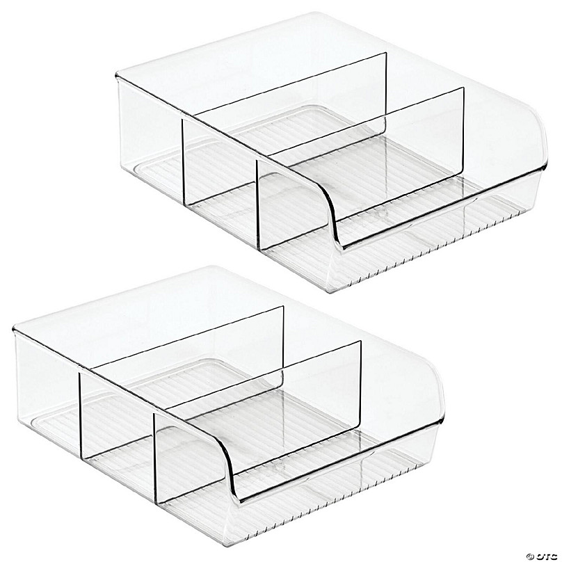 mDesign Plastic Divided Purse Organizer for Closets, 5 Sections, 2 Pack,  Clear