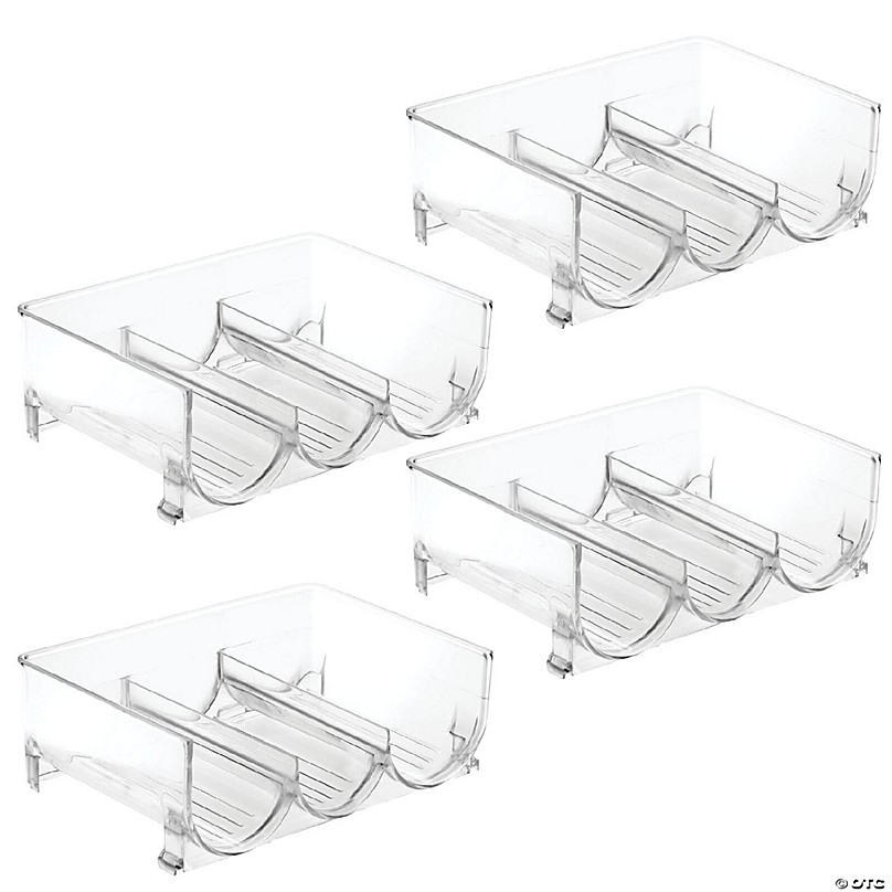 mDesign Water Bottle Holder Storage Organizer Rack, Stackable, 4 Pack - Clear