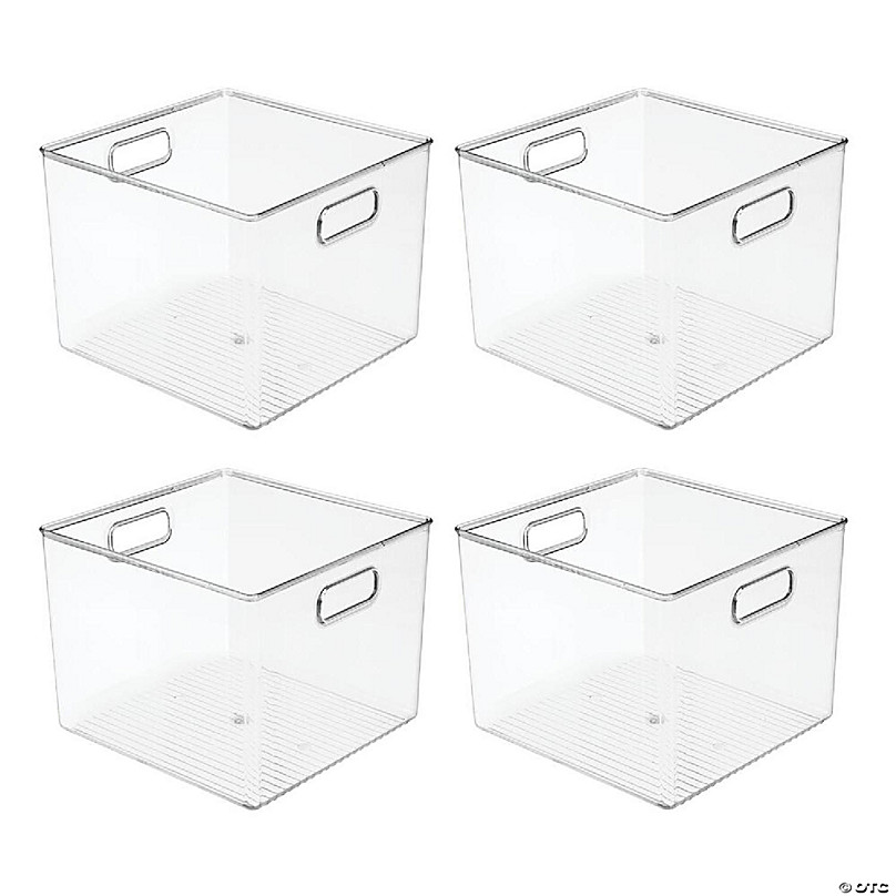 mDesign Small Plastic Office Storage Container Bin with Handles, 4