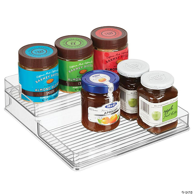 mDesign Plastic Kitchen Tiered Food Storage Shelves, 2 Levels - Clear