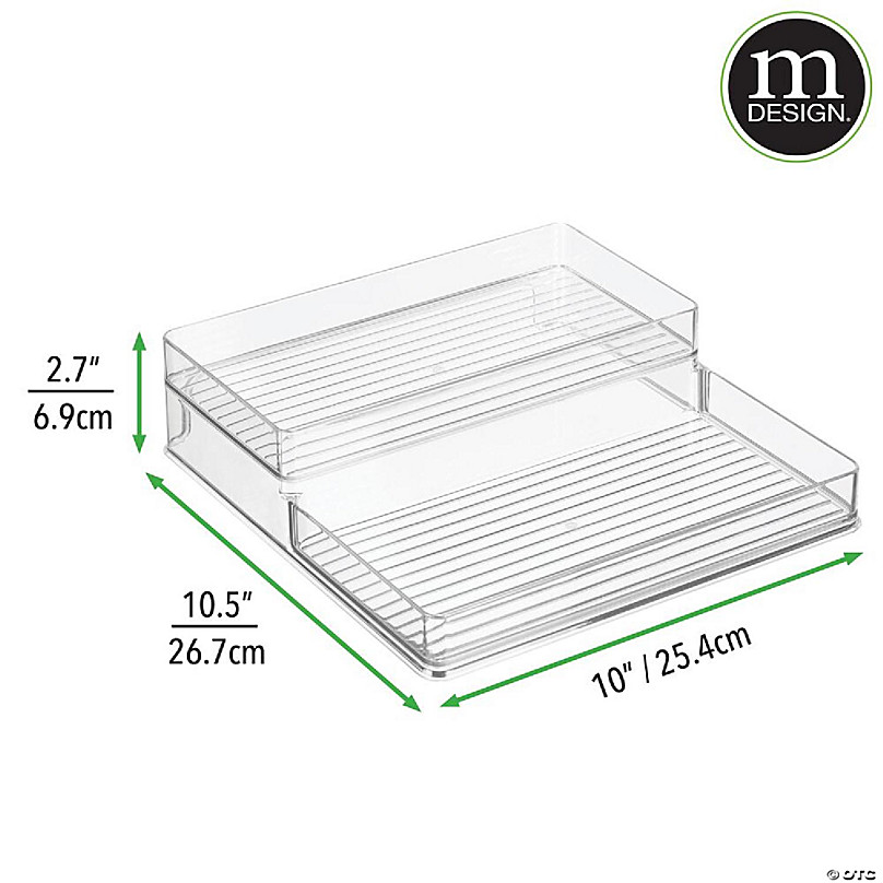 mDesign Plastic Kitchen Tiered Food Storage Shelves, 2 Levels, 4 Pack Clear