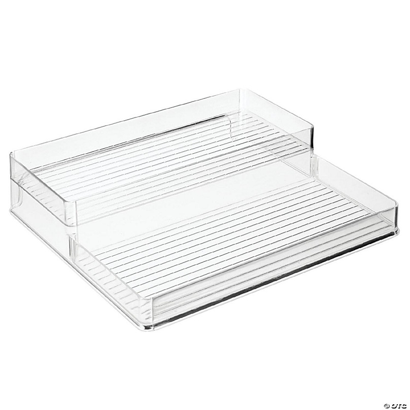 mDesign Plastic Kitchen Tiered Food Storage Shelves, 2 Levels - Clear