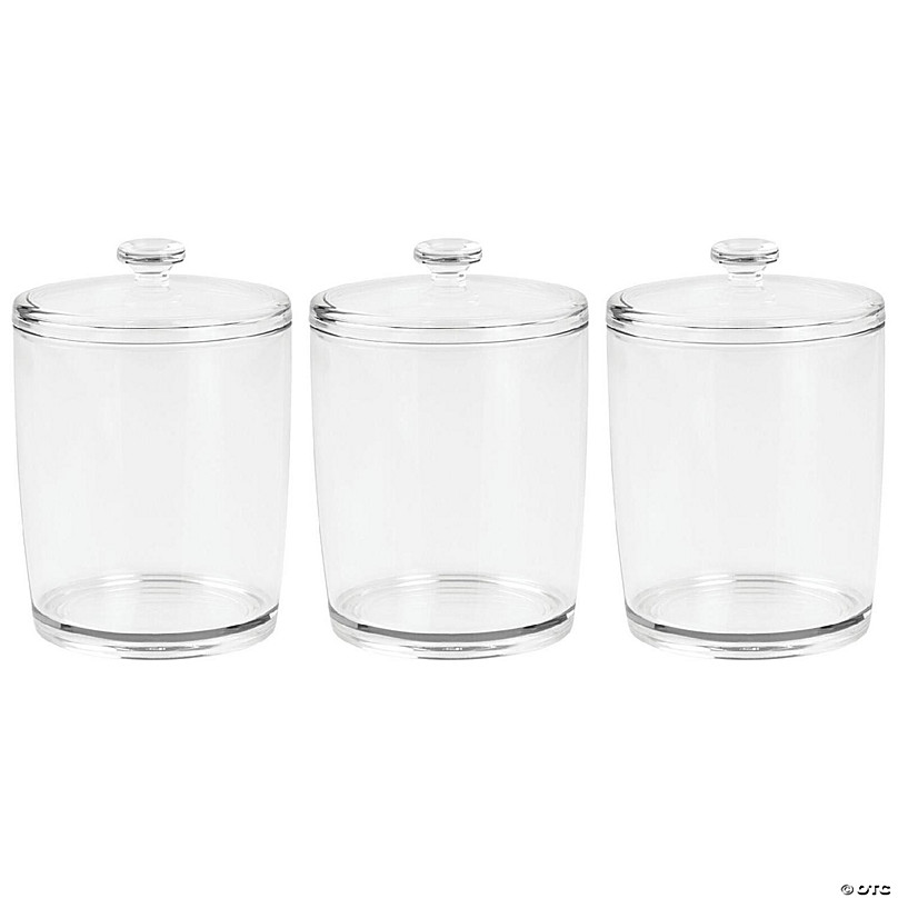 Cornucopia Tall Clear Plastic Canisters w Lids and Labels (3-Pack, 2.5  quart / 10 cup capacity); 10in High BPA-free PET 80oz Jars for Food & Home