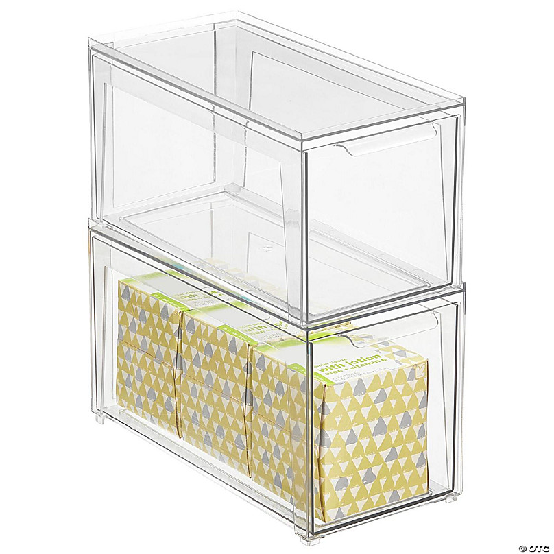 https://s7.orientaltrading.com/is/image/OrientalTrading/FXBanner_808/mdesign-plastic-stackable-bathroom-storage-organizer-with-drawer-2-pack-clear~14366971-a01.jpg