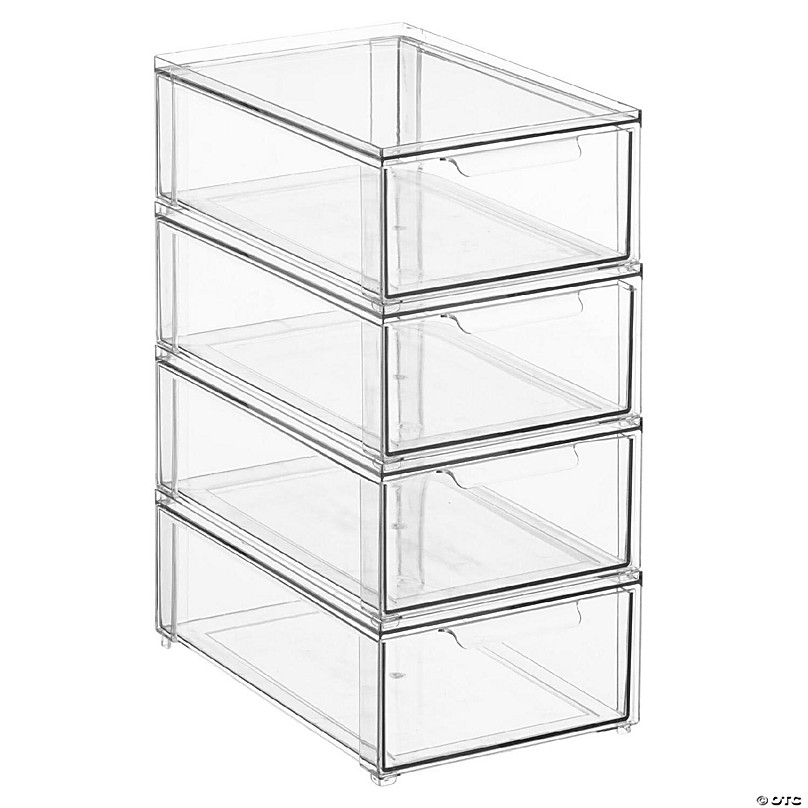 https://s7.orientaltrading.com/is/image/OrientalTrading/FXBanner_808/mdesign-plastic-stackable-bathroom-storage-organizer-with-drawer-4-pack-clear~14286555.jpg