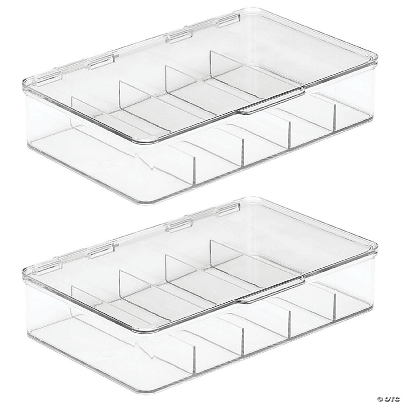 mDesign Stackable Divided Battery Storage Organizer Box - Clear