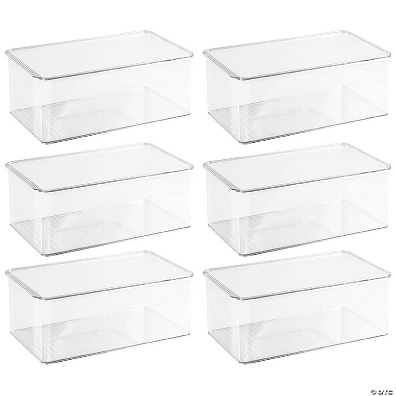 mDesign Plastic Stackable Office Storage Box with Hinge Lid, 6