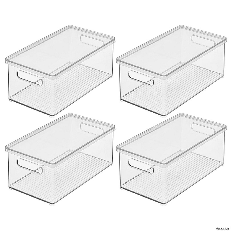 mDesign Plastic Storage Bin Box Container, Lid and Handles, 4 Pack, Clear/White  - Clear/white - ShopStyle