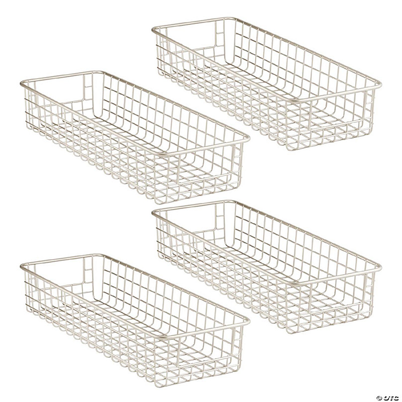 mDesign Shallow Metal Wire Basket for Organizing Storage Pantry - 4 ...