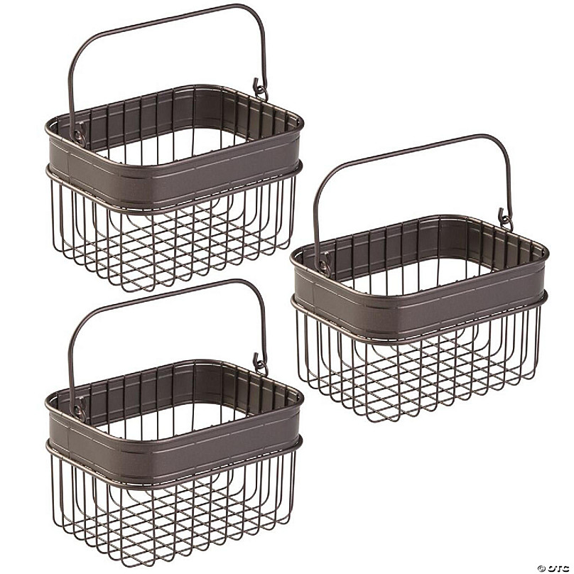 mDesign Narrow Fabric Storage Bin Basket with Handles for Bathroom